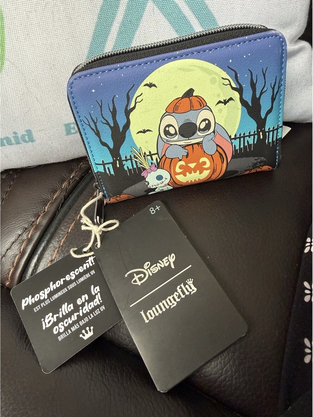 Loungefly Disney Lilo & Stitch Glow-in-the-Dark Zip-Around Wallet Blue/Black